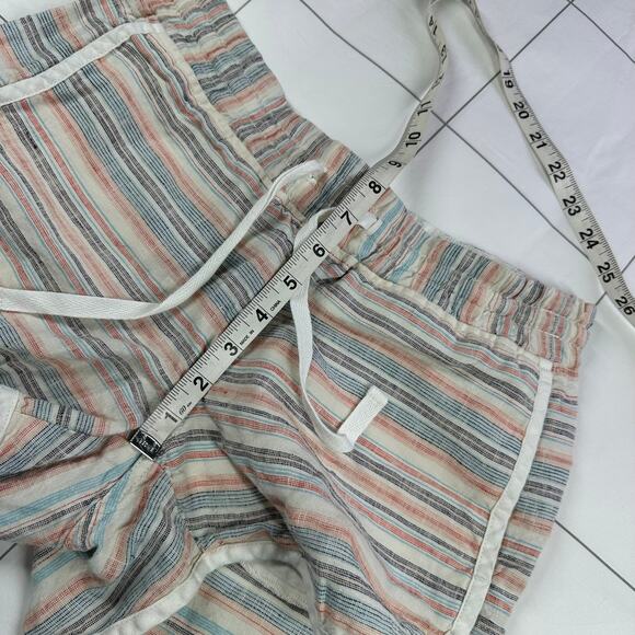 Athleta Shorts Womens 4 Cream Multi Striped Jacquard Sandbar Linen Beach Casual - Picture 9 of 11